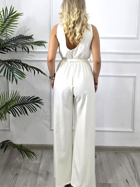 Women's Sleeveless One-piece Suit White