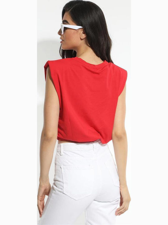 Women's Crop Top Sleeveless Red