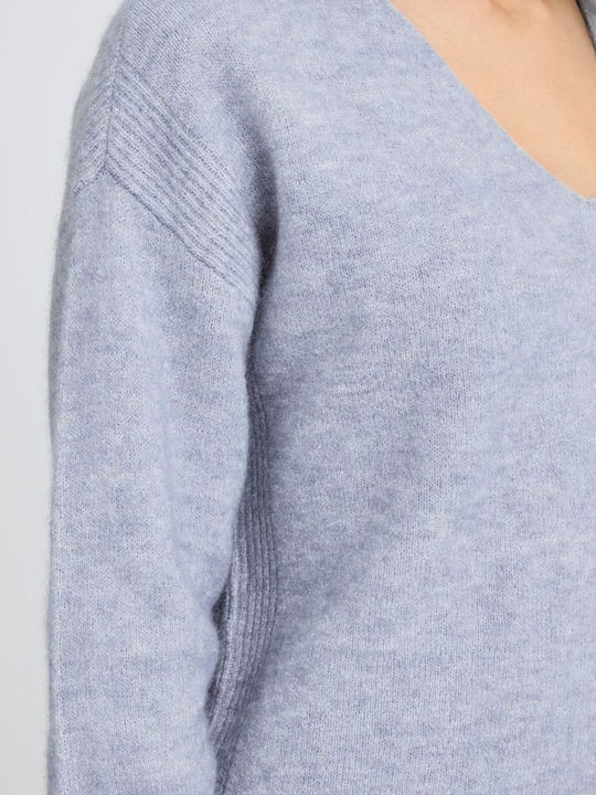Damen Pullover mit V-Ausschnitt Light Blue