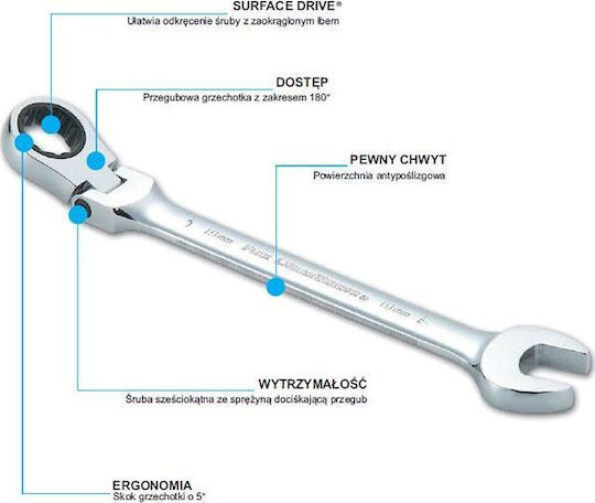 Sata Flexible Kopf Deutsch Polygon Ratschenring 15mm 1Stück