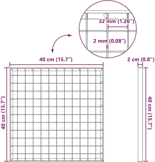 Vidaxl Silver Screen 40 X 40 X 2 Cm Galvanized Cold Dipped Steel