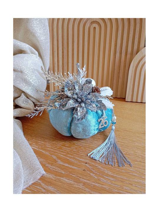 By Anastasia's Art Creations Handmade Tabletop Lucky Charm Pumpkin Light Blue made of Fabric 13x14cm 1pcs