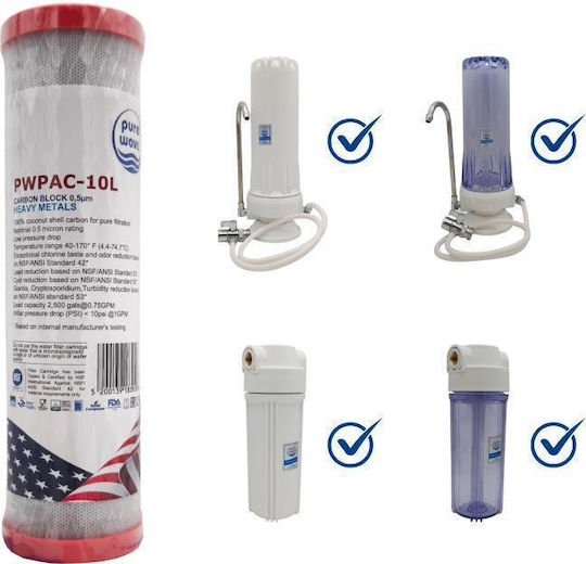 Countertop and Under Sink Water Filter Replacement made of Activated Carbon 10" 0.5 μm