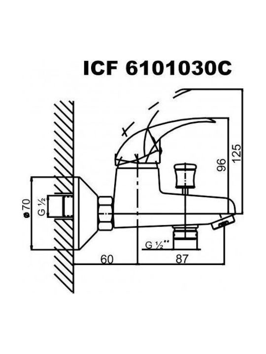 Inter Ceramic Αναμεικτική Μπαταρία Ντουζιέρας Πλήρες Σετ