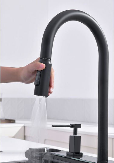 Inter Ceramic Aquaris Bg8276 Drop-In Küchenspüle Inox mit Wasserhahn M76xP46,5cm Schwarze