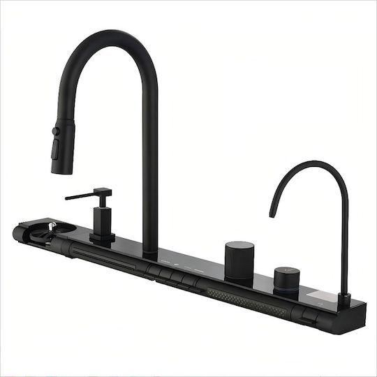 Inter Ceramic Aquaris Bg8276 Drop-In Küchenspüle Inox mit Wasserhahn M76xP46,5cm Schwarze