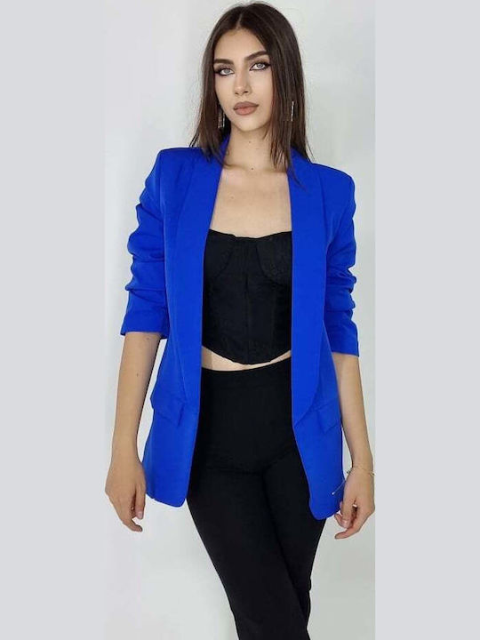 Lung Blazer pentru femei Sacou Blue