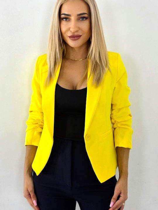 Κοντό Γυναικείο Σακάκι Yellow Κοντό Γυναικείο Σακάκι Yellow