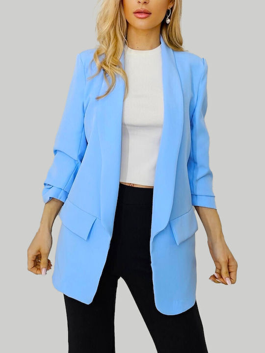 Long Women's Blazer Baby Blue