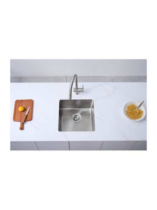 Inter Ceramic Ένθετος Νεροχύτης Inox Μ44xΠ20cm Ασημί