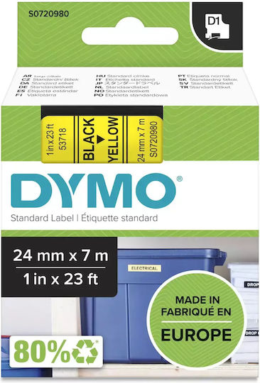 Dymo Ταινία Ετικετογράφου 7m x 24mm σε Κίτρινο Χρώμα Συμβατή με Dymo D1