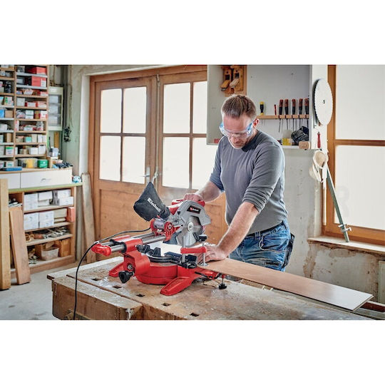 Einhell TC-SM216 Miter Saw Electric Sliding with Power 1600W, Laser Guide, Cutting Disc Diameter 216mm & Cutting Speed 5200rpm