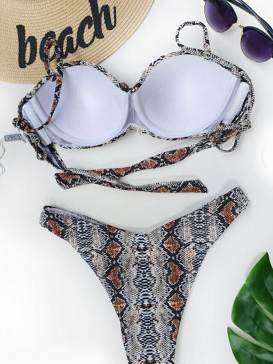 Set Bikini Push Up Brazil Animal Print