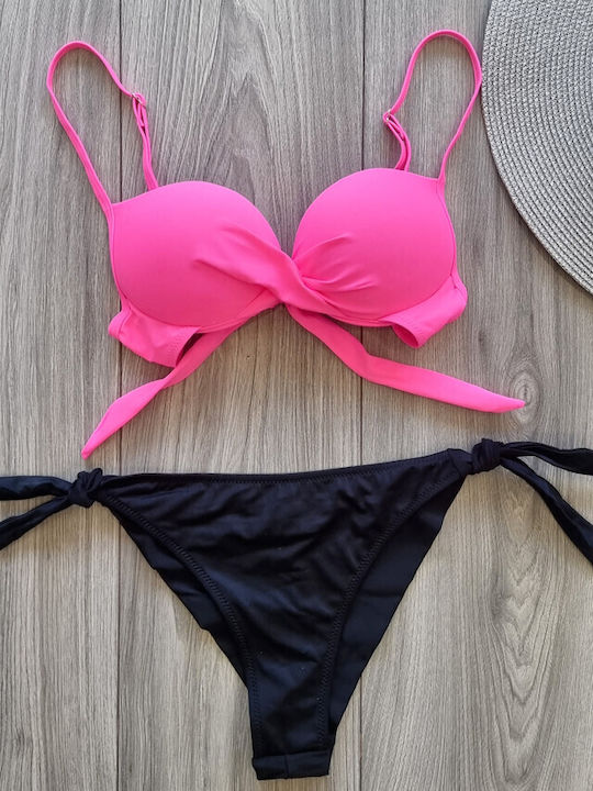 Set Bikini Brasil Schwarz Rosa