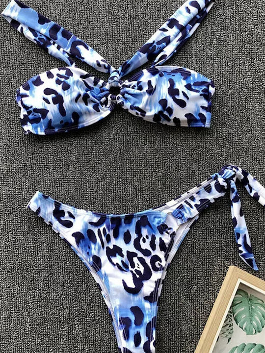 Set Bikini Brazil Animal Print Albastru
