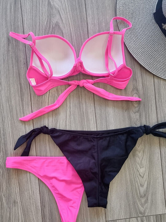 Set Bikini Brasil Schwarz Rosa