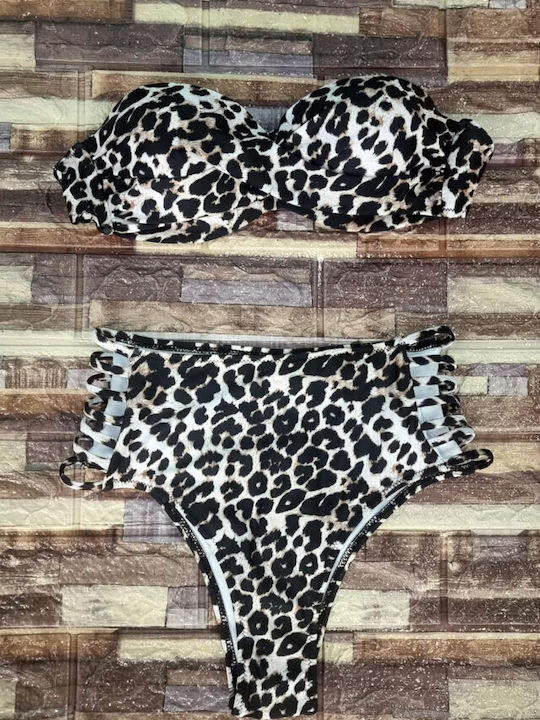 Bikini Set Bra & Brazil Bottom Leopard Print Animal Print