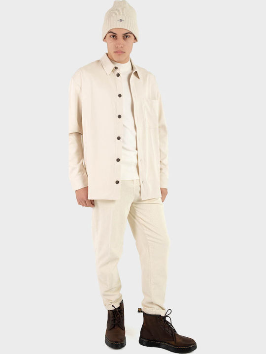 Μακρυμάνικo Πουκάμισο σε Φαρδιά Γραμμή Beige