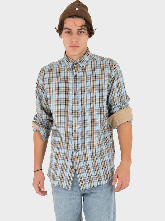 Langärmlig Flanell Hemd Geprüft Light Blue
