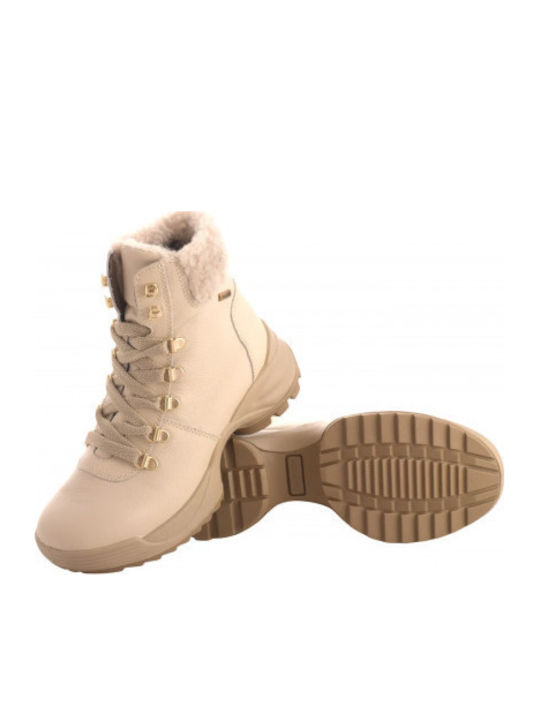 Leder Stiefeletten Damen Beige