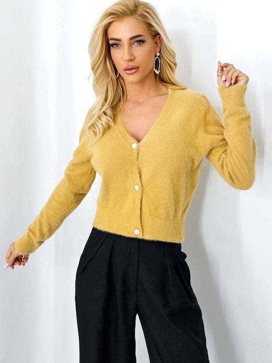 Κοντή Γυναικεία Πλεκτή Ζακέτα Beige