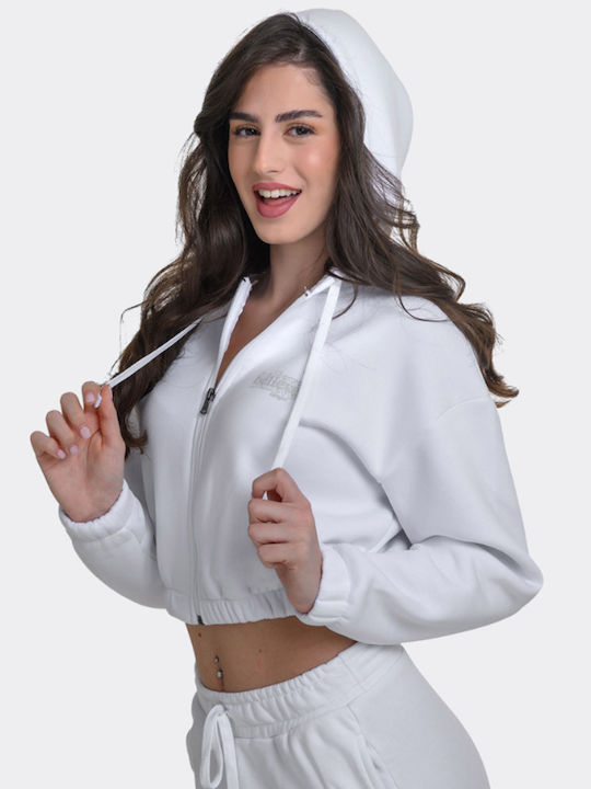 Κοντή Fleece Γυναικεία Ζακέτα σε Λευκό Χρώμα
