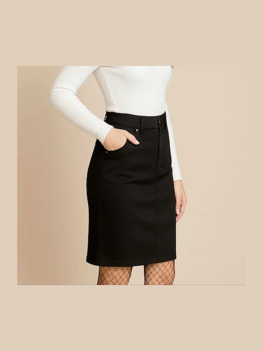 Creion Cu talie înaltă Midi Fustă Black