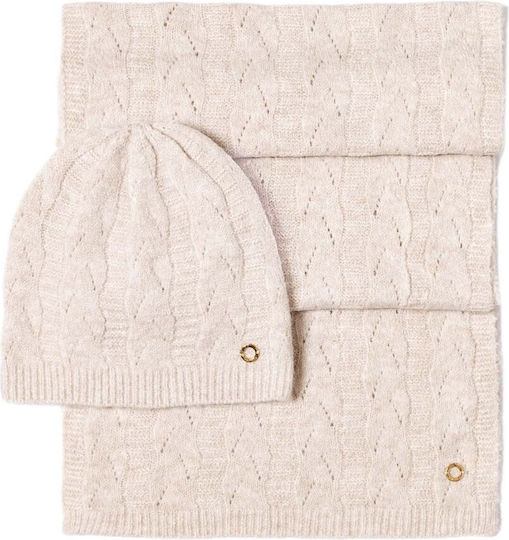 Beanie Feminin Căciulă cu Tricotaj Rib în culoarea Bej