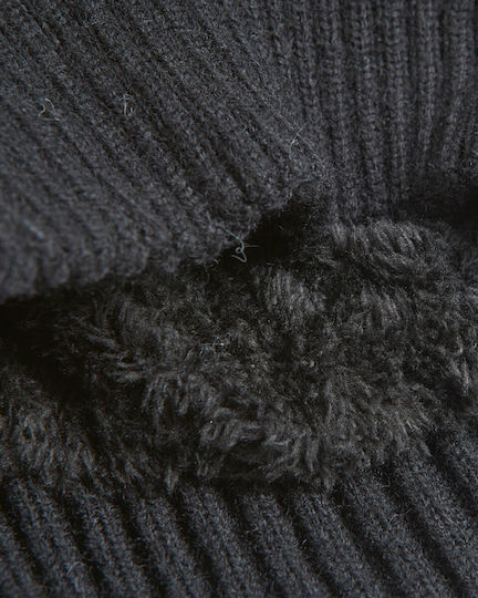Beanie Γυναικείος Σκούφος Πλεκτός σε Μαύρο χρώμα