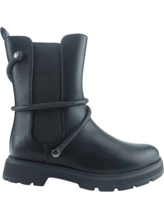 Anatomical Leather Kids Boots with Zipper Black