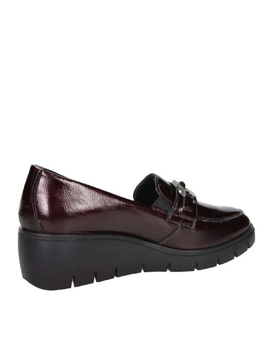 Leder Damen Loafers in Burgundisch Farbe