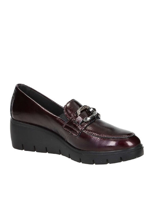 Leder Damen Loafers in Burgundisch Farbe