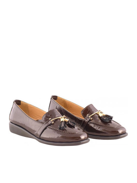 Leder Damen Mokassins in Braun Farbe