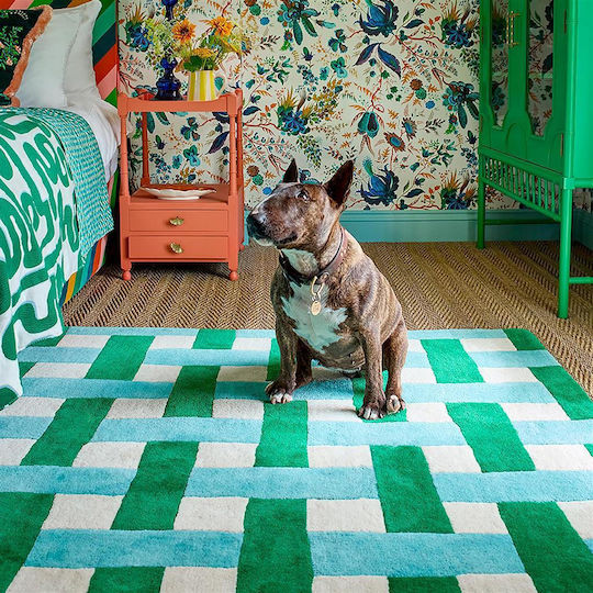 Harlequin Handgefertigt Teppich Rechteckig Wolle Green-blue