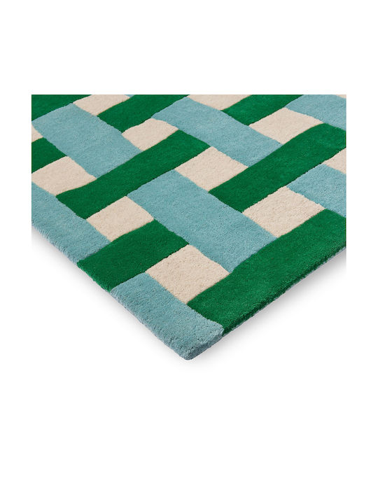 Harlequin Handmade Rug Rectangular Wool Green-blue