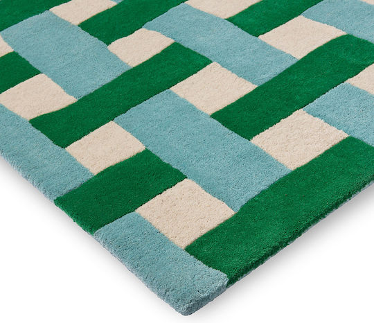 Harlequin Handgefertigt Teppich Rechteckig Wolle Green-blue