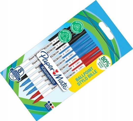 Paper Mate Στυλό Ballpoint 8τμχ (Διάφορα Χρώματα)
