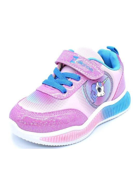 Παιδικά Sneakers με Σκρατς & Φωτάκια Ροζ