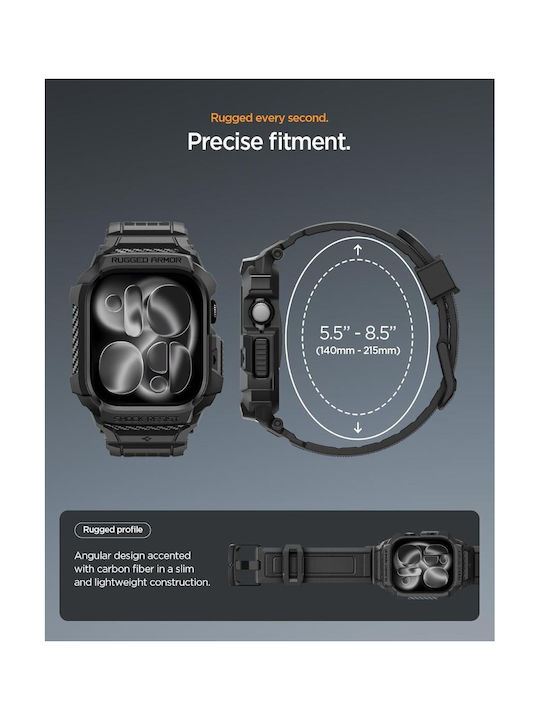 Spigen Rugged Armor Pro 2 Silicone Case Matte Black for Apple Watch series 10/11 - 46mm