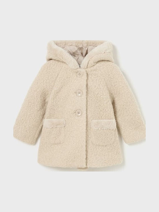 Kinder Mantel Kurz mit Kapuze Beige