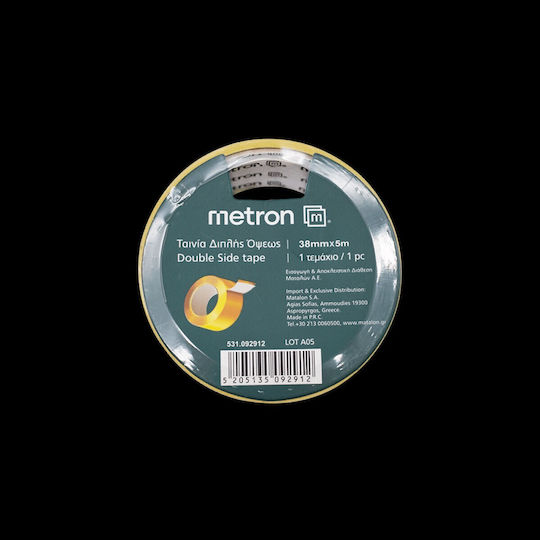 Metron Doppelseitiges Klebeband 38x5m Packung mit 4 Stück Metron