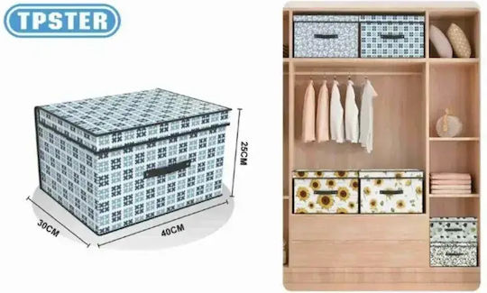 Stoff Aufbewahrungsbox mit Deckel Blau 40x30x25cm