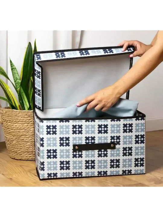 Stoff Aufbewahrungsbox mit Deckel Blau 41x35x20cm
