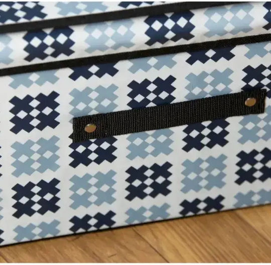 Stoff Aufbewahrungsbox mit Deckel Blau 41x35x20cm