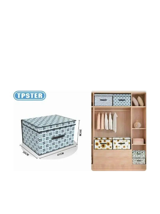 Stoff Aufbewahrungsbox mit Deckel Blau 41x35x20cm