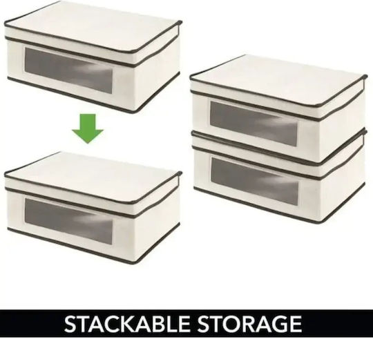 Tpster Fabric Storage Box with Lid White 50x40x25cm
