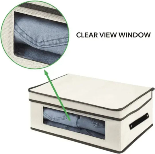 Tpster Fabric Storage Box with Lid White 30x30x16cm