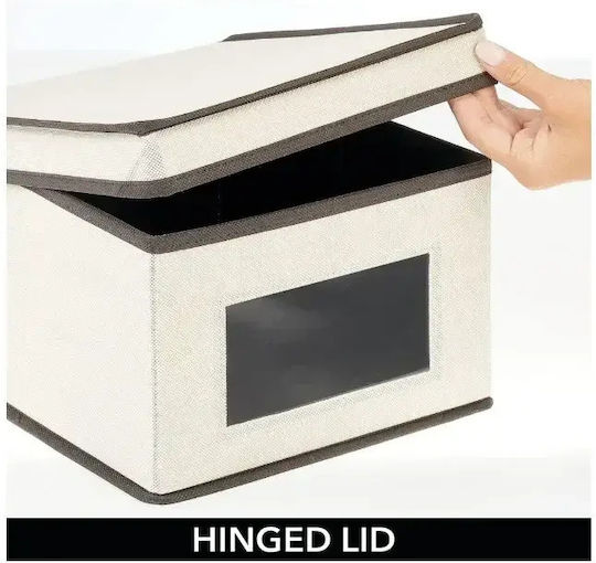 Tpster Stoff Aufbewahrungsbox mit Deckel Weiß 25x35x16cm 1Stück