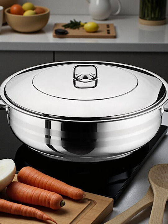 Max Home Flacher Edelstahl-Topf 14Es / 36cm