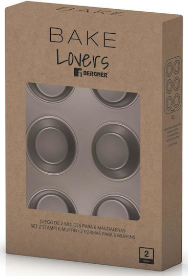 Bergner Formă de Patiserie pentru Cupcakes/Muffins 6 Locuri 26.5x18.5buc 2buc
